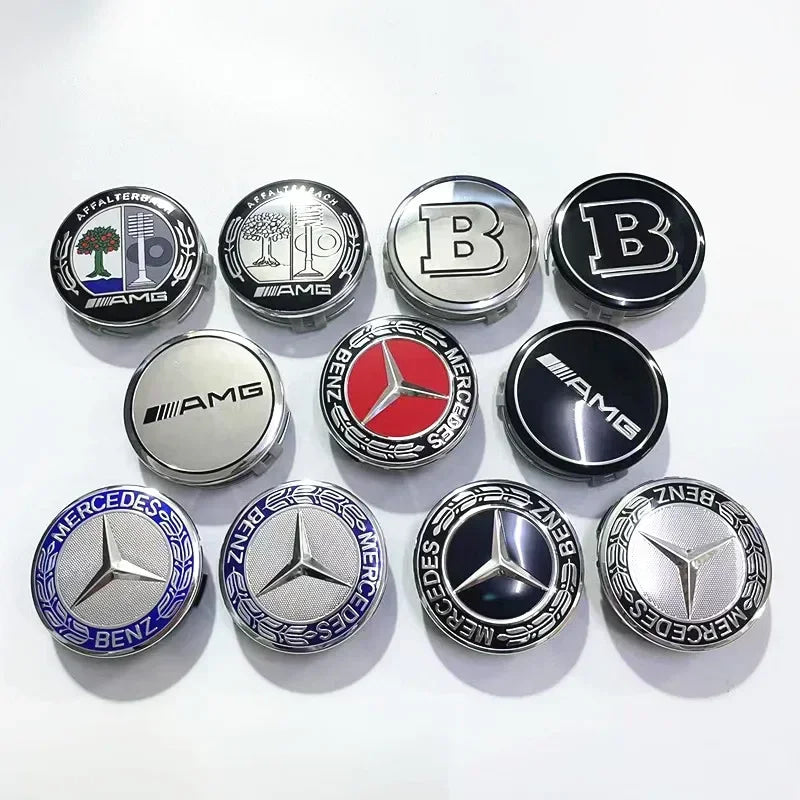 4PCS 75mm Metal Emblem Car Wheel Center Hub Cap Cover Badge For Mercedes Benz AMG GLK GLE GLC W203 W206 W220 W205 W211 W212 201