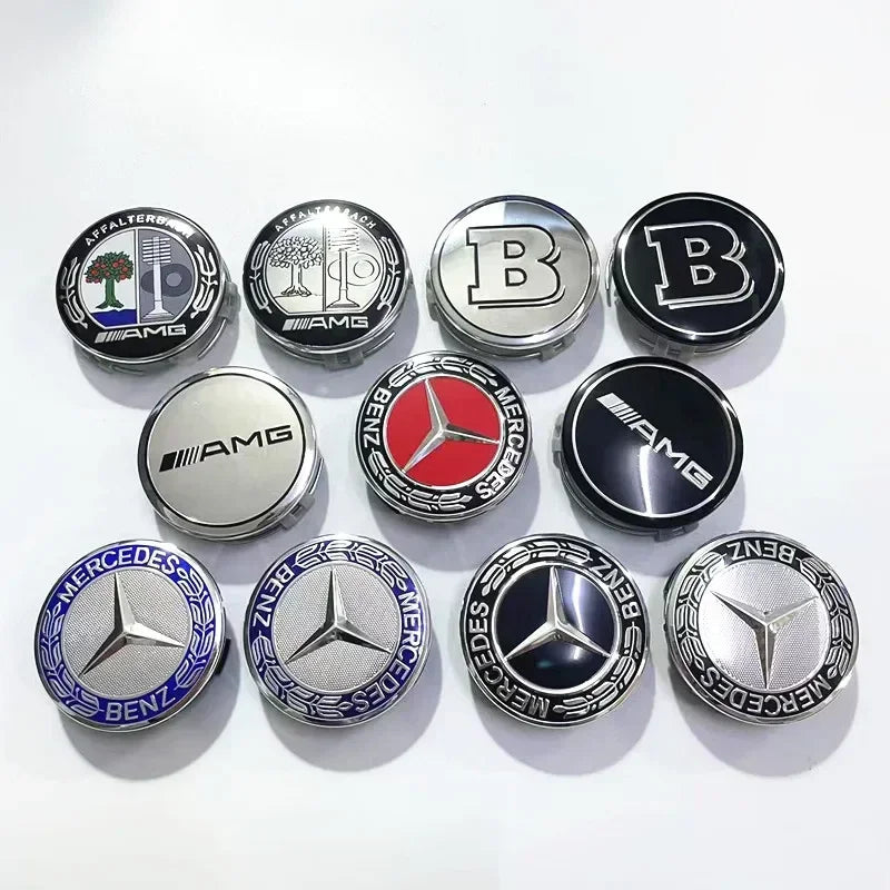 4PCS 75mm Metal Emblem Car Wheel Center Hub Cap Cover Badge For Mercedes Benz AMG GLK GLE GLC W203 W206 W220 W205 W211 W212 201