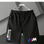 BMW Y2k Print Shorts Men Summer Casual Streetwear Gym Fitness Sports Five-point Pants Elastic Waist Loose Comfort Daily Bottoms