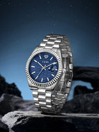 TOMI New Men's Watch Brooch Ring Gift Box Set Luxury Business Stainless Steel Strap Men's Calendar Casual Quartz Watch Reloj