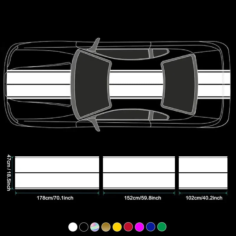 Car Stickers 6pcs Kit, Full Body Vinyl Decals, Racing Stripe Design for Roof Hood Door Exterior Car Modification (Multicolor)