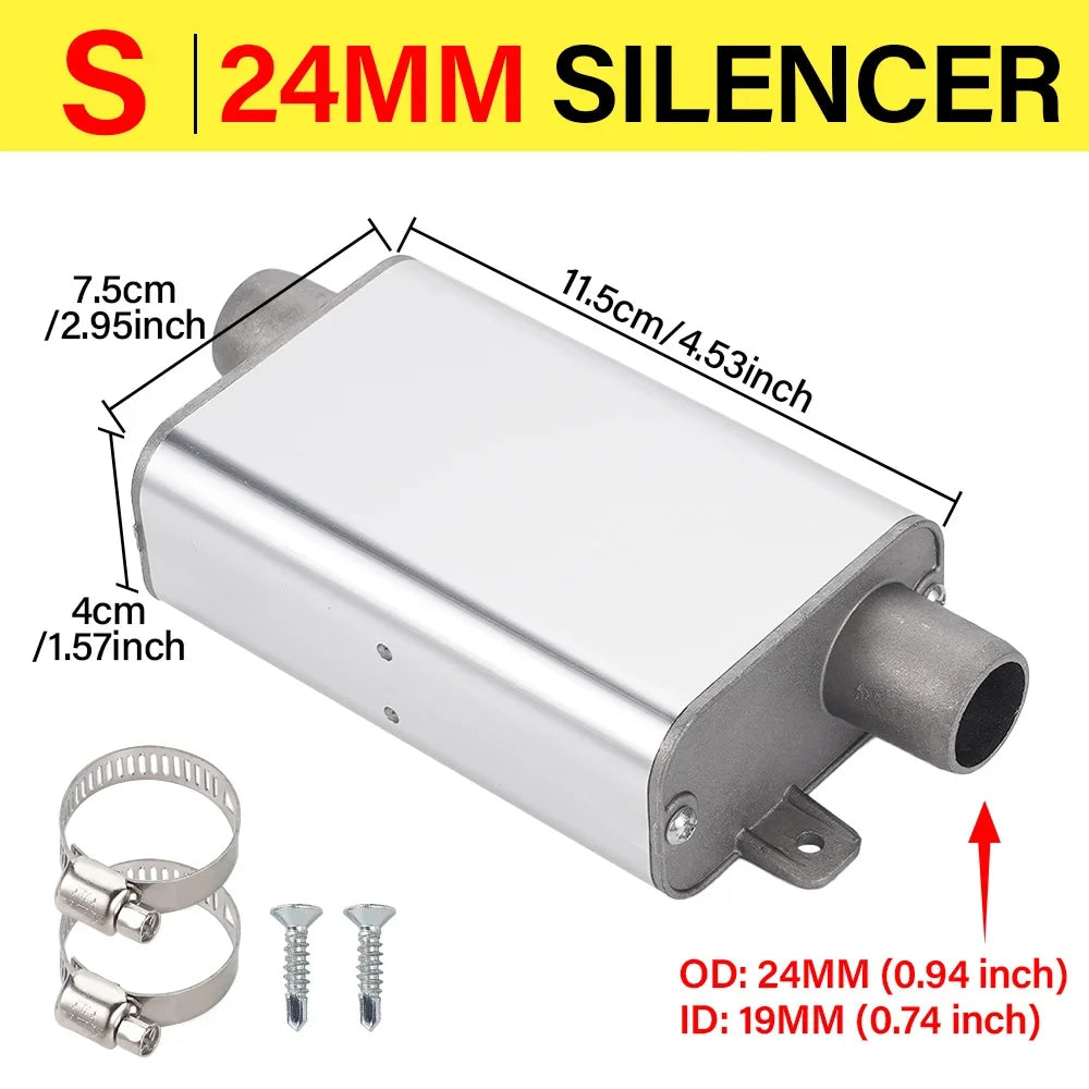 24mm Muffler Silencer S Curved Air Diesel Parking Heater Exhaust Pipe Aluminum Alloy Small Medium Large for Weibost Eberspach