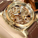 A MEN'S Black Zinc Alloy Business Style Luminous Carved Fully Automatic Tourbillon Hollow Mechanical Watch