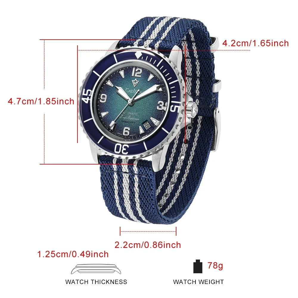 CADISEN Deep Explorer 2025 New Automatic Mechanical Watch Man Canvas Strap Wristwatch MIYOTA  Luxury Luminous Waterproof Watches
