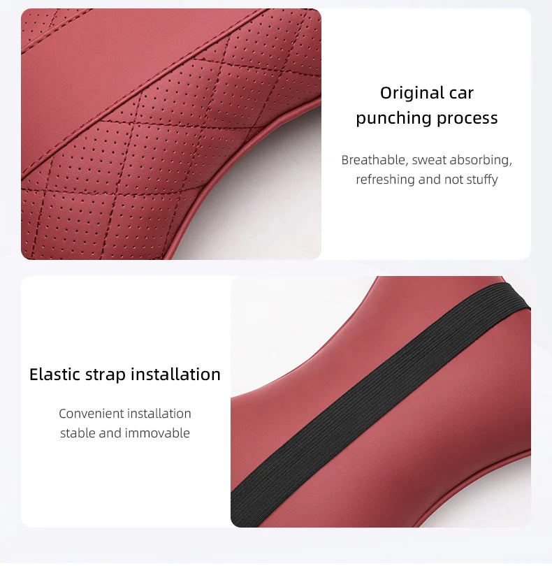 Nappa Leather Car Headrest Neck Pillow Waist Cushioning For Chevrolet Spark Captiva Cruze Malibu Equinox Trax Camaro Blazer