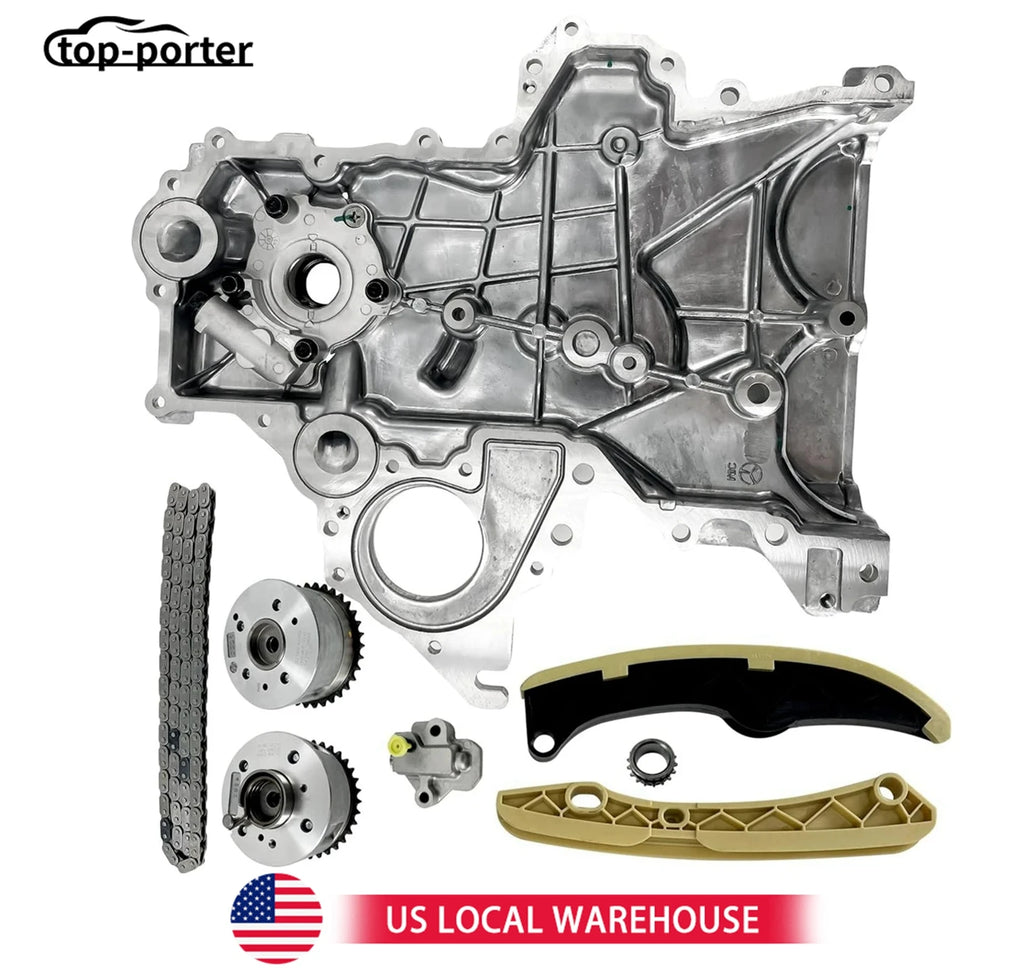 213502B701 243212B620 Timing Chain Kit+VVT Gear+Oil Pump Cover 244202B611 244312B620 For Hyundai Veloster Elantra Kia 12-21