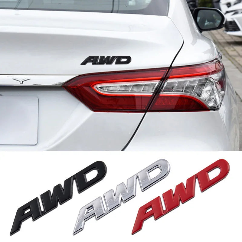 3D Metal AWD Letters Stickers Car Rear Trunk Fender Badge Sticker For Honda CRV HRV Toyota Highlander Car Styling Accessories