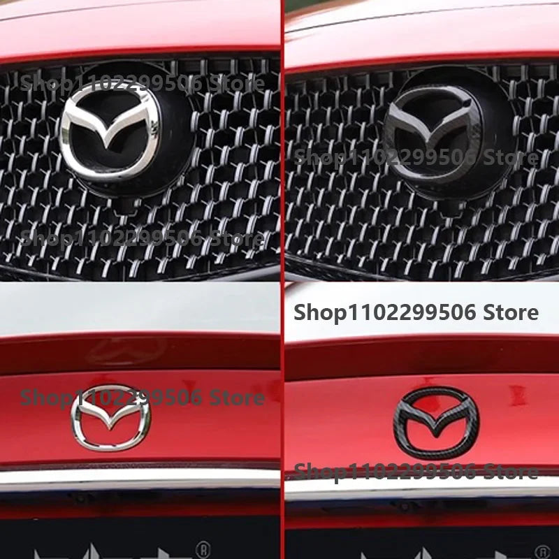 Car Front Grille Badge Trunk Emblem For 2014 15 16 17 18 19 Mazda 6 black Carbon steering wheel Rear Body Decal Accessories