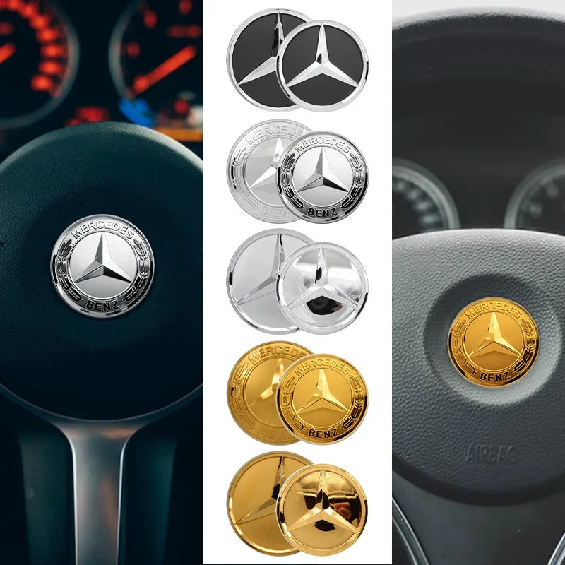 1Pc 52mm 57mm Car Steering Wheel Center Emblem Stickers For Mercedes Benz AMG W203 W206 W205 W211 W212 W210 W201 Badge Accessory