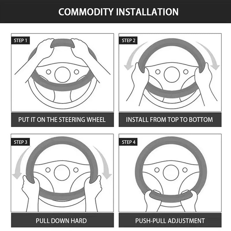 SEAMETAL Winter Warm Steering Wheel Cover Soft Plush Steer Cover Flexible Anti Slip Full-Wrapped Steering Protector for 37-39cm