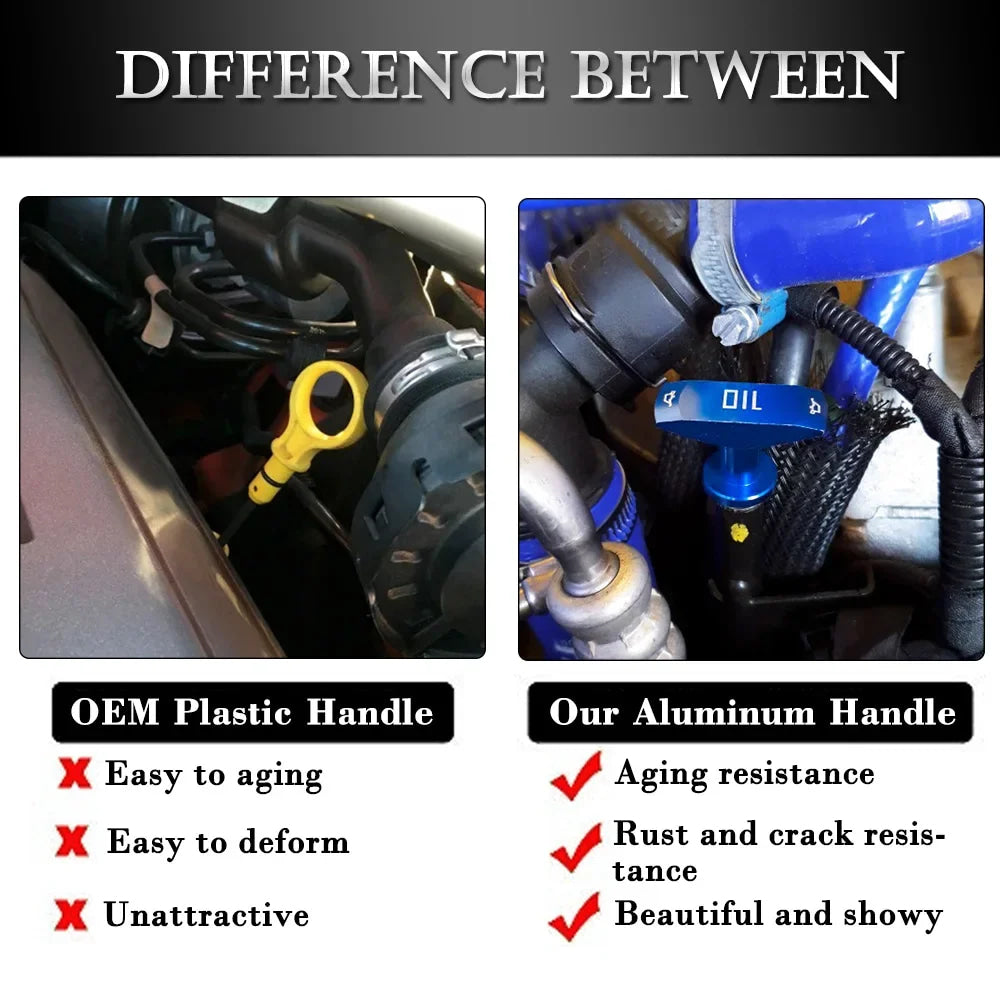 Car Oil Dipstick Pull Handle Engine Oil Pullhandle Aluminum Billet Black Blue Red Brand New Universal Automobile Replacement
