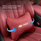 Nappa Leather Car Headrest Neck Pillow Waist Cushioning For Chevrolet Spark Captiva Cruze Malibu Equinox Trax Camaro Blazer