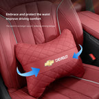 Nappa Leather Car Headrest Neck Pillow Waist Cushioning For Chevrolet Spark Captiva Cruze Malibu Equinox Trax Camaro Blazer