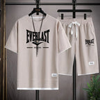 2026 Men's summer suit high quality round neck men's T-shirt 2 pieces shorts running quick dry leisure quick dry.