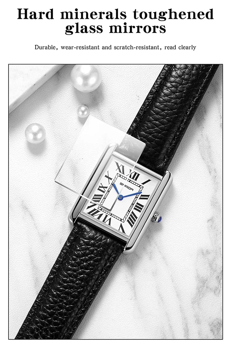 SANDA 9031/1108 Resistant Leather Strap Square Dial Waterproof Sport Casual Women Men Quartz Watches Reloj Luxury Couple Watch