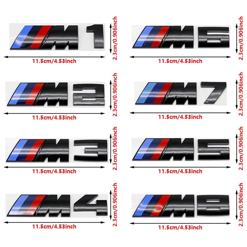 3D ABS Car Fender Trunk Rear Logo Letter Emblem For BMW M Logo M1 M2 M3 M4 M5 E83 F39 F10 F30 F48 M6 M7 M8 Auto Exterior Parts