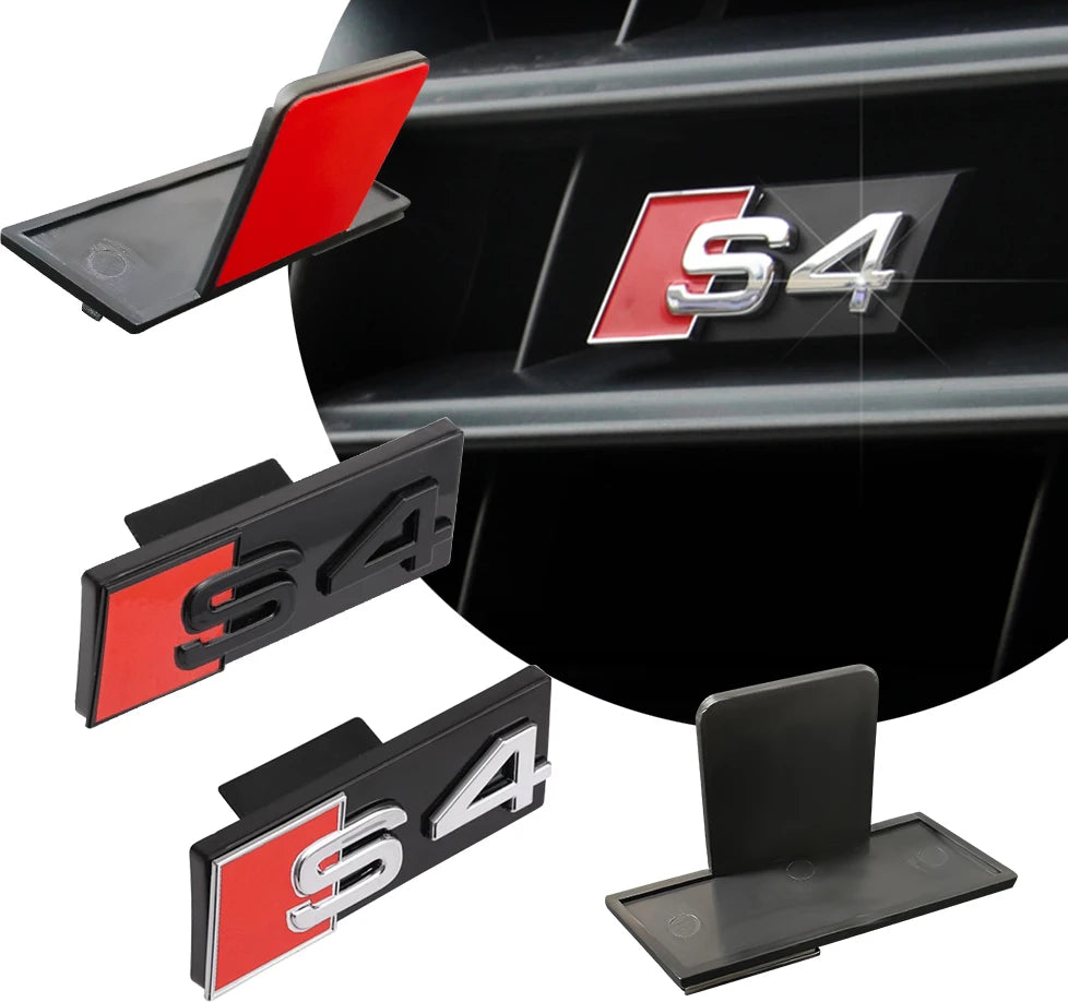1PCS Car Front Grille Badge Decoration Plastic Sticker Exterior Modification Center Cover For Aud S4 S3 S5 S6 S7 S8 B7 B6 Q2 C6