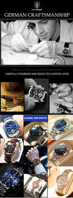 POEDAGAR Original Man Wristwatch Top Luxury Waterproof Luminous Date Week Watch For Men Quartz Sport Leather Men's Watches Reloj