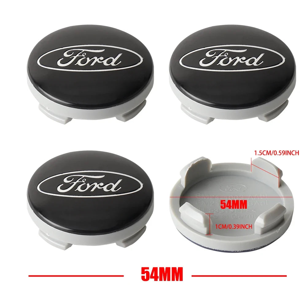 54MM 4Pcs Car Wheel Hub Cap Badge Logo Accessory For Ford Ranger Mustang Kuga Mondeo Fiesta Explorer ETransit STLine Racing MK2