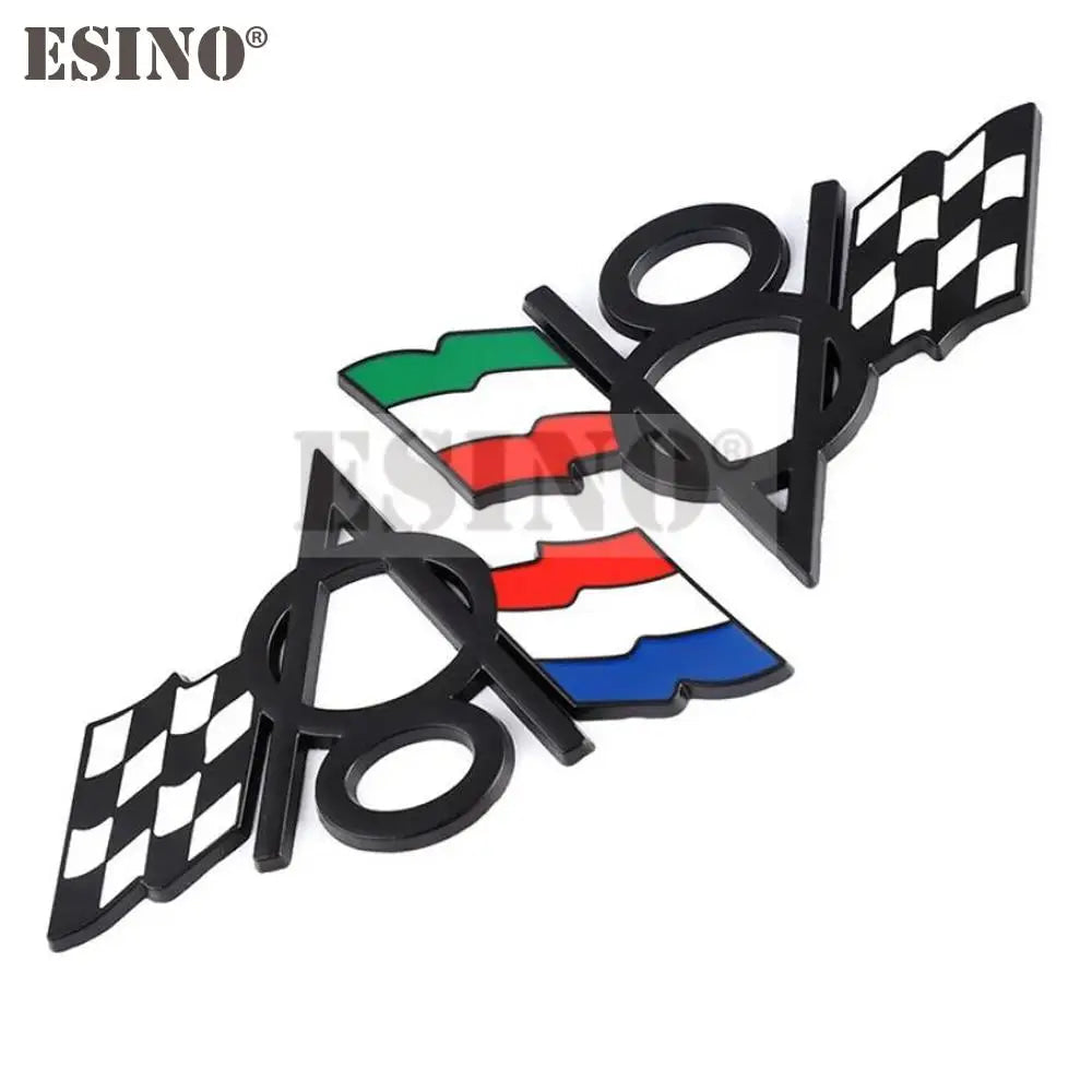 3D V8 Metal Zinc Alloy National Flag Badge Car Adhesive Emblem for Italy France Germany England America US Flag Body Fender
