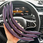2/3PCS Laser Carbon Fiber Silicone Car Steering Wheel Cover 1K Micro Fiber Leather PVC Wheel Booster Cover Non-Slip Universal