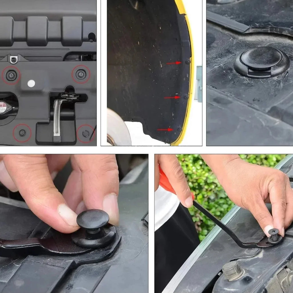 Clips de retención de coche, Kit de sujetadores de plástico, juego de remaches de pasador de empuje automático de 6 tamaños, Clips de remache de empuje para parachoques de carrocería ﻿