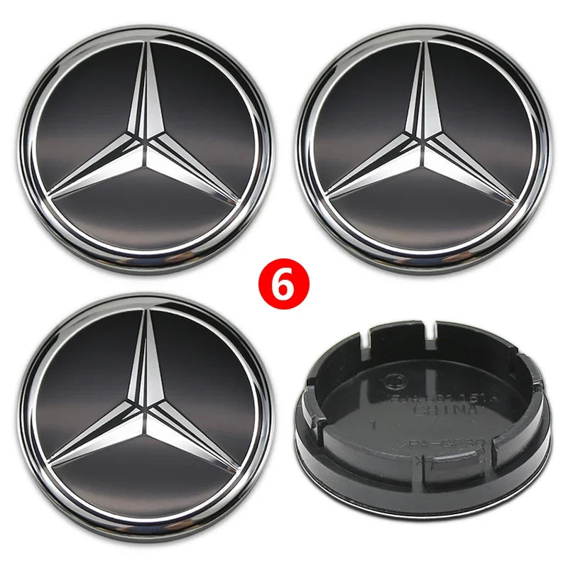 4pcs 56mm 75mm Car Wheel Center Hub Caps Cover Auto Accessories Mercedes Benz Amg C180 C200 C260 W108 W124 W126 W140 W168 W176