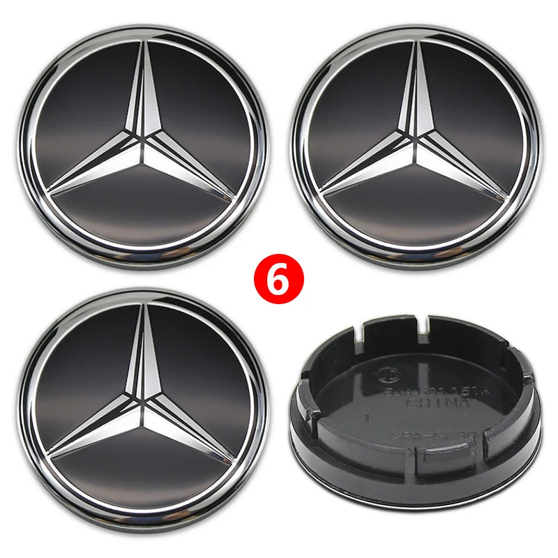 4pcs 56mm 75mm Car Wheel Center Hub Caps Cover Auto Accessories Mercedes Benz Amg C180 C200 C260 W108 W124 W126 W140 W168 W176