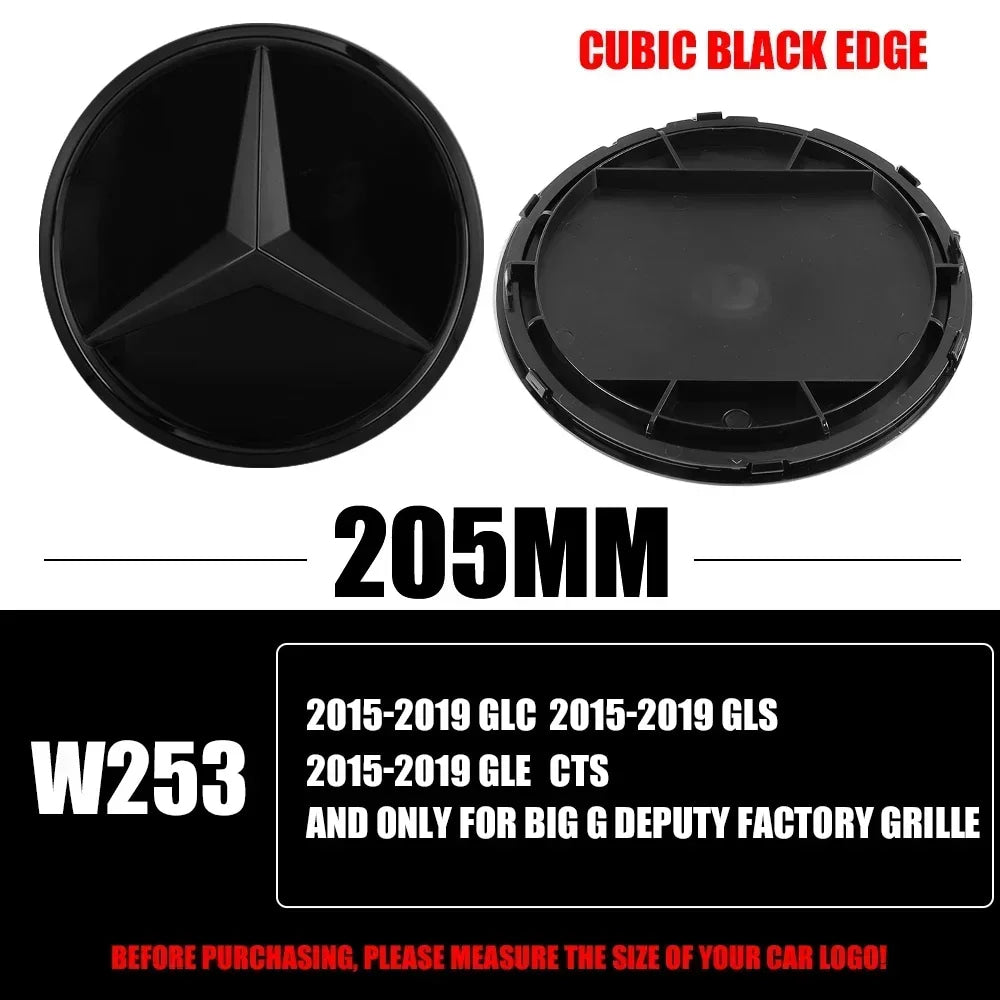 3D 185MM 205MM Front Grille Star Logo Emblem Badge Auto Accessories for Mercedes-Benz Amg C/B/E Class W205 W253 W213 GLC GLE