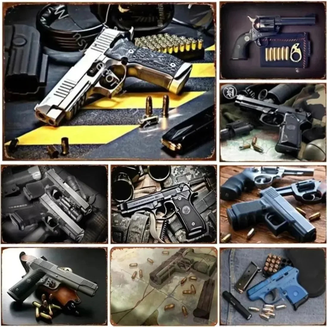 Letreros Metálicos con Forma de Pistola, que Exudan un Toque Militar, Ideales como Decoración de Pared en Cuartos de Hombre, Hogares, Cafeterías, Jardines, Clubes y Bares.