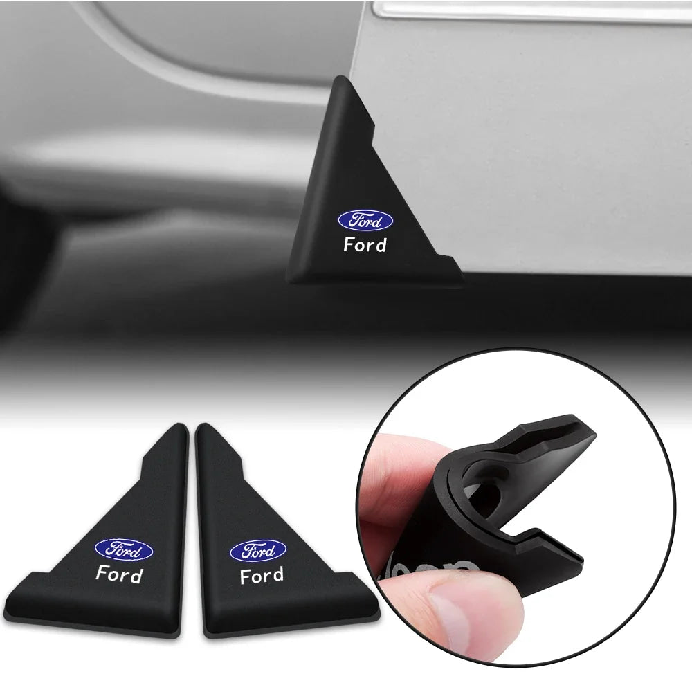 2/4PC Silicone Car Badge Door Corner Cover Bumper Crash Scratch Protector For Ford Fiesta Kuga Mustang ST Mondeo Explorer Escape