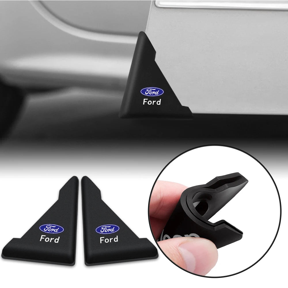 2/4PC Silicone Car Badge Door Corner Cover Bumper Crash Scratch Protector For Ford Fiesta Kuga Mustang ST Mondeo Explorer Escape