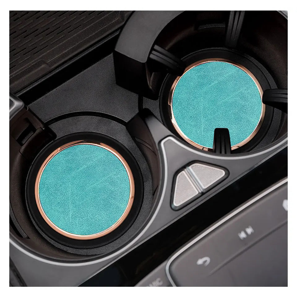 2Pcs Leather Car Coaster Anti-slip Mat Cup Holder Pad For BMW X1 X2 X3 X4 X5 X6 X7 1 3 5 6 7 Series E60 E90 E70 G20 G30 G7