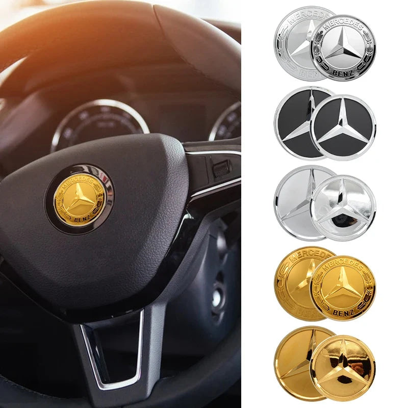 1Pc 52mm 57mm Car Steering Wheel Center Emblem Stickers For Mercedes Benz AMG W203 W206 W205 W211 W212 W210 W201 Badge Accessory