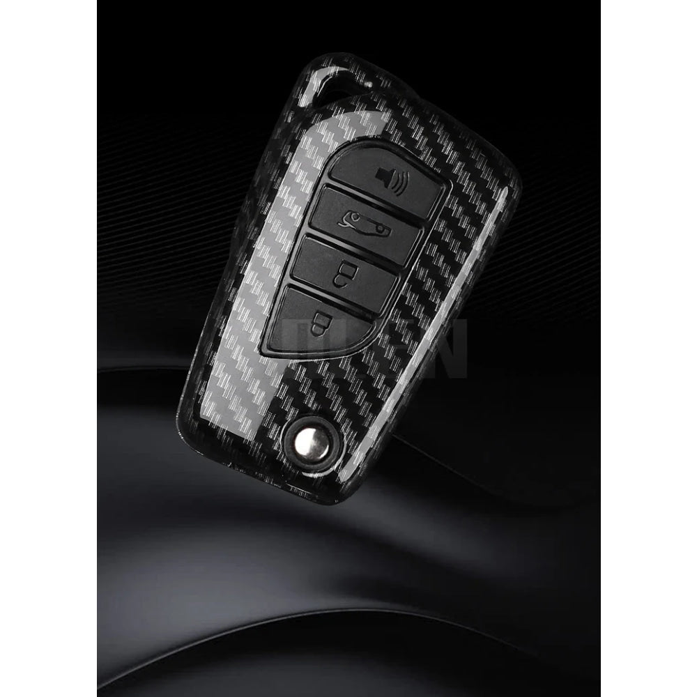 For Toyota Camry RAV4 Forturner Hilux Auris Corolla Avensis Verso Yaris Aygo Scion TC ABS Carbon Fiber Style Car Key Case Cover