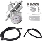 Universal 1Set Adjustable Fuel Pressure Regulator + Gauge+ Fitting Kit Aluminum Black Blue Red Silver