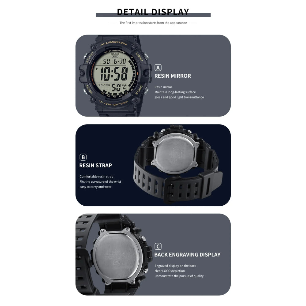 Casio Men's Large Dial Multi-Function Electronic Watch Simple Clear Display AE-1500WHX-1A/3A