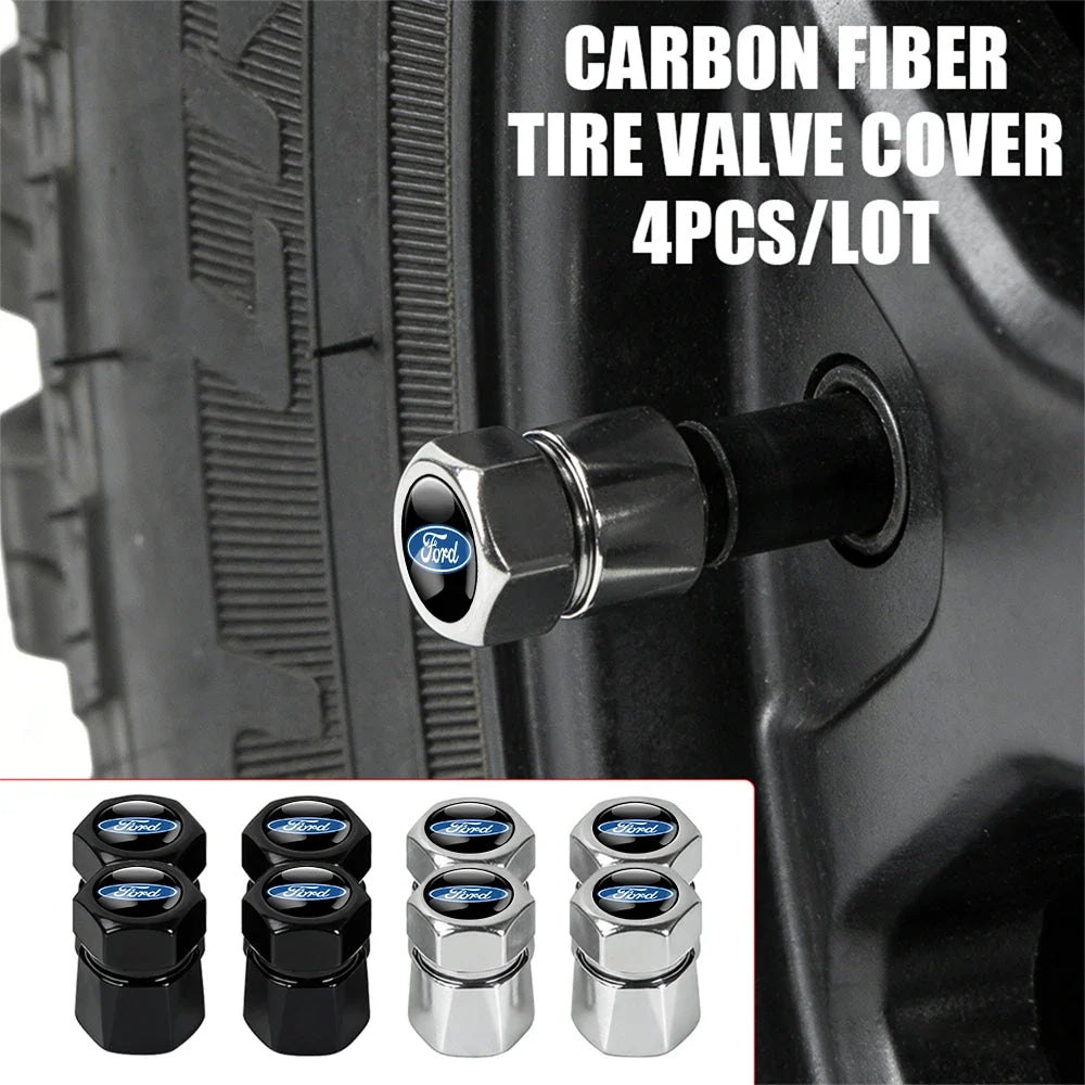 4Pcs 3D Metal Car Tire Wheel Valve Cap Accessories For Ford Focus Mk2 MK3 MK7 MK4 Fiesta Ranger Mustang Kuga Mondeo Explorer GTD