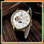 Mechanical Unisex Automatic World Time Full Function Leather Strap Water Resistant Shockproof Star Orient Series