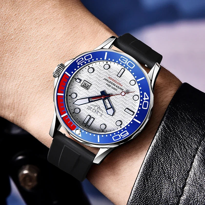 LIGE Men Watch Business Date Watch for Men Luxury Sport Quartz Watches Waterproof Luminous Silicone Wristwatch Relogio Masculino