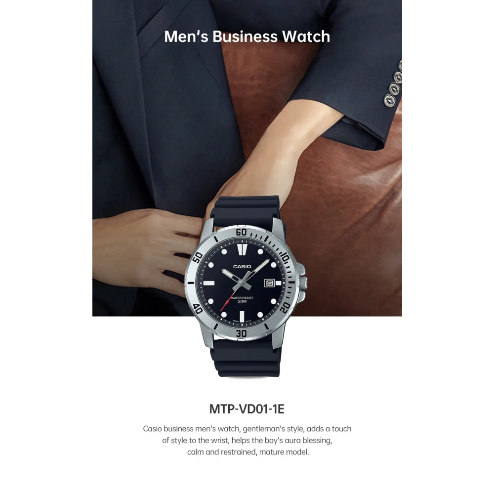 Casio watch for men business fashion resin strap atmospheric waterproof  MTP-VD01-1E