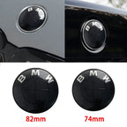 45/74/82mm Hood/Trunk Emblems + 68mm Wheel Hub Covers - Compatible with BMW 3/4/5 Series & X5/X6 (F Series) - Black/White
