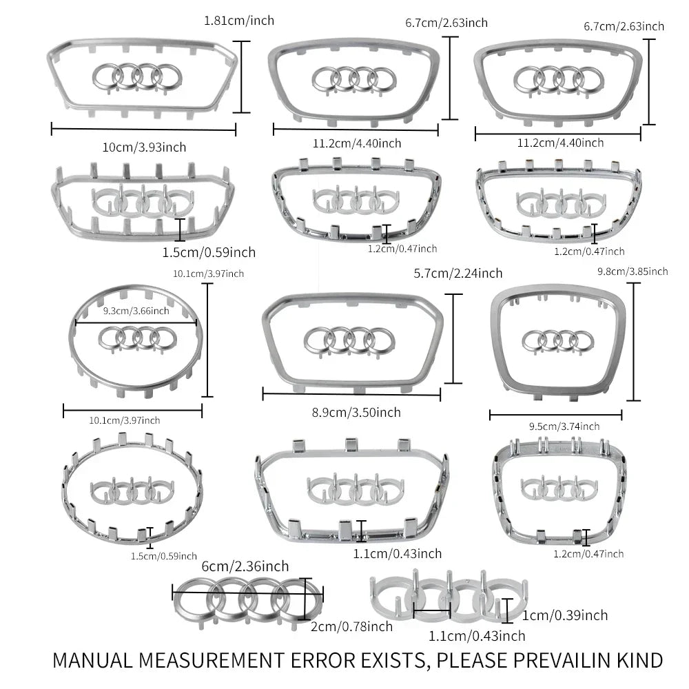 Car Styling Steering Wheel Center Logo Covers Trim Accessorie Fit  AUDI A6L Q7 Q3 Q5 A7 A5 A3 A4L A8L A8 Q5L Q8 A7 Q6 E-TRON SQ5