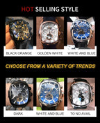 Reef Tiger 316L Stainless Steel Wine Barrel Automatic Watch Fashion Mulitfunction Tourbillon Mechanical Watches for Men RGA3069