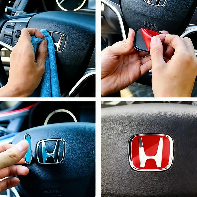 Honda Car Steering Wheel Logo Emblem H Badge Sticker for Honda Civic Accord CR-V Fit HRV Odyssey Vezel Auto Interior Accessories