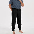 Adult Men Medieval Pirate Pants Cotton Linen Horseman Knight Costume Loose Leggings Black Navigator Leg Bandage Trouser
