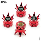 4PCS Crown Style Tire Valve Stem Caps, Air Caps Cover, Aluminum Alloy Dustproof And Waterproof Valve Caps Cover For All Toyota