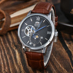 Mechanical Unisex Automatic World Time Full Function Leather Strap Water Resistant Shockproof Star Orient Series