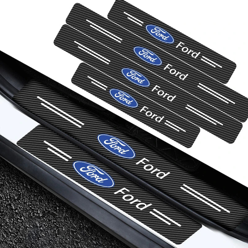 4PCS For Ford Focus Fiesta Kuga Mondeo SMax Edge Ranger Silicone Car Door Sill Threshold Anti-scratch Protective Strap Sticker