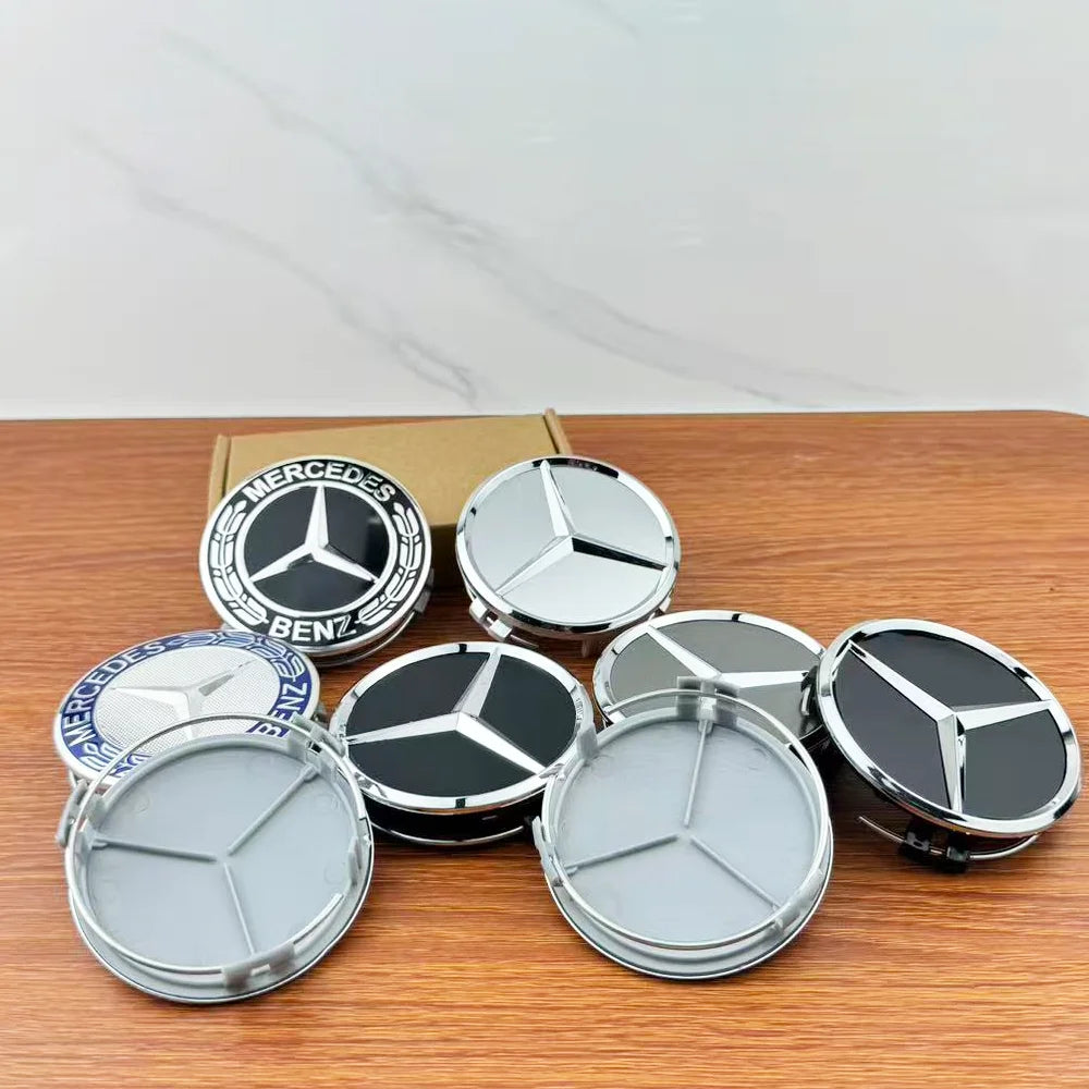 4pcs 75mm Car Wheel Center Caps For Mercedes Benz W203 W204 W205 W212 W213 W222 W223 X253 W176 W177 W117 C118 W166 W167 B/C/E/S